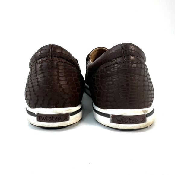 Twisted X Men Size 8 Brown Leather Snake Print Almond Toe Slip On Loafers main image 9